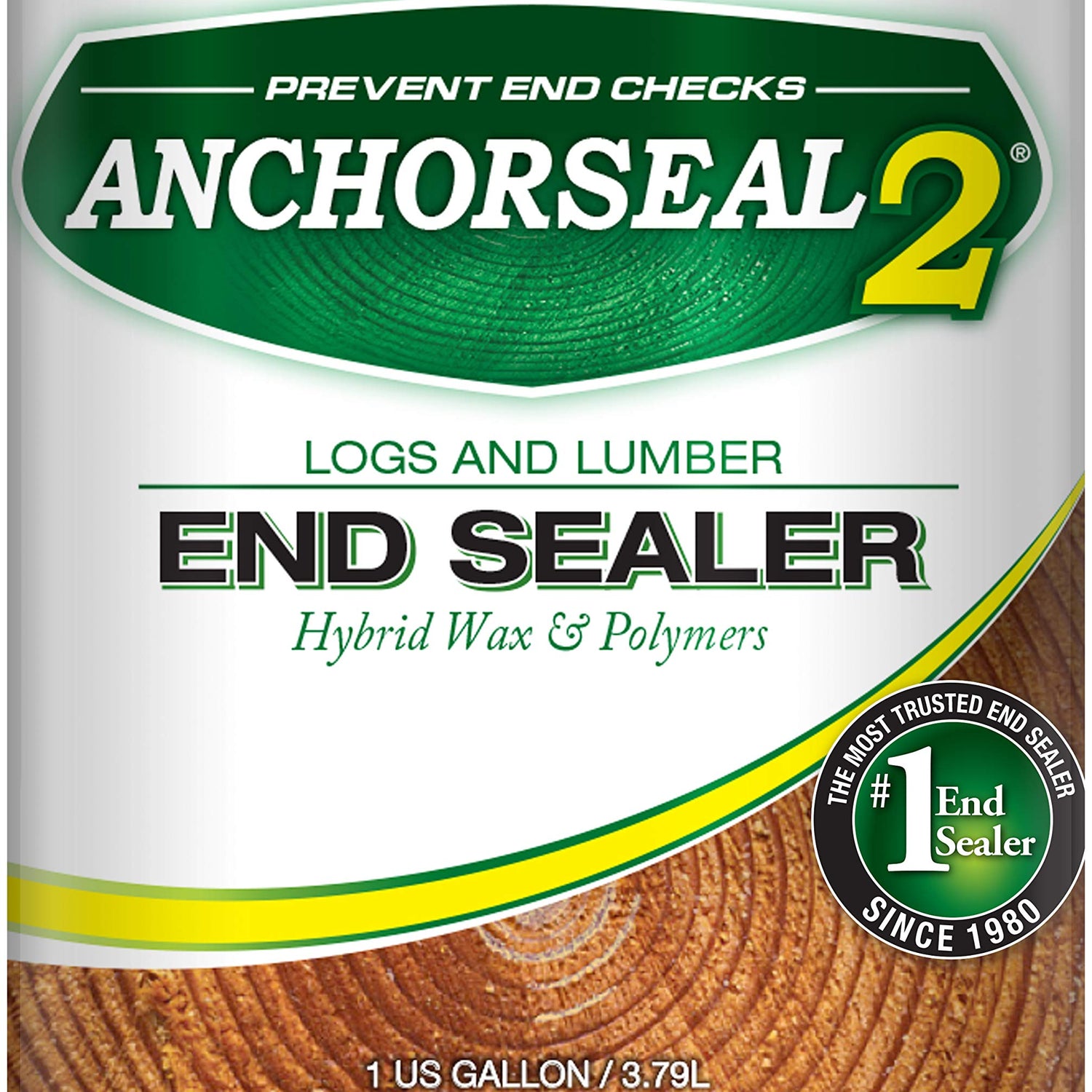 ANCHORSEAL 2 Hybrid Log & Lumber end Grain Sealer - Water-Based Wax & Polymer Prevents up to 90% of end Checking (Drying Splits) on Cut Ends. Green ANCHORSEAL 2