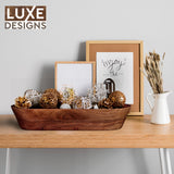 Wooden Dough Bowl - Dark Burnt Acacia Wood Rustic Dough Bowl - Handmade Decorative Bowls for Home Decor, Bathroom, Kitchen Counter, & More - Large Luxe Designs