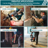 Glority 13 Amp Rotary Hammer Drill with Safety Clutch, Variable Speed, 5 Bits, Chisels GLORITY