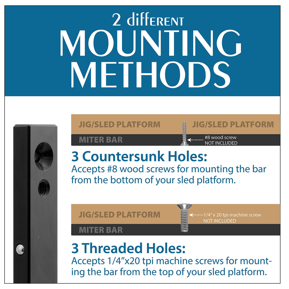 18” Precision Steel Miter Bar Rail Runner with Adjustable Spring Loaded Plungers For DIY Table Saw Crosscut Sleds, Jigs and Fixtures to Slide in 3/4 Peachtree Woodworking Supply
