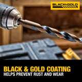 DEWALT Drill Bit Set, 21-Piece, 135 Degree Split Point, 31 Degree Helix, Black Oxide Coated, For Plastic, Wood and Metal (DWA1181) DEWALT