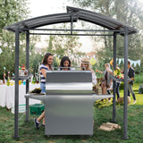 Aoodor 8 x 5 ft. BBQ Grill Gazebo Shelter, Dark Gray Steel Frame and Brown Double-Tier Polycarbonate Top Canopy, with Side Shelves, for Outdoor, Aoodor