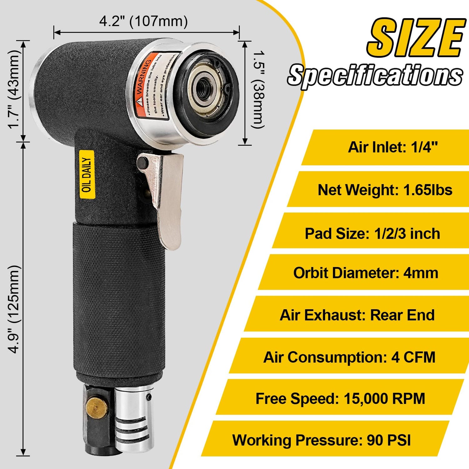 SI FANG 48Pcs 1'' 2'' 3'' Mini Random Orbital Air Sander Kit,High Speed Mini Pneumatic Sander Polisher for Auto Body Work, Includes 1/2/3in Polishing SI FANG