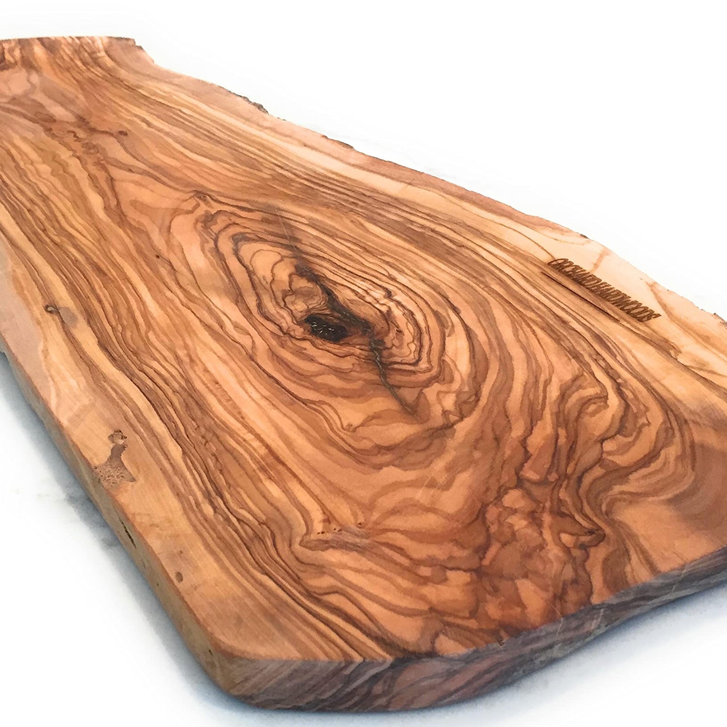 20" Rustic Handmade Bark Edge Olive Wood Charcuterie Board by Orchard Hardwoods- For Cutting, Chopping, Serving. Wooden Slab, Unique Kitchen Gift- In ORCHARD HARDWOODS