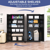 LISSIMO Metal Garage Storage Cabinet,Tall Black Cabinet with Doors and Adjustbale Shelves,Lockable Tool Cabinet for Garage, Basement, Home Office LISSIMO