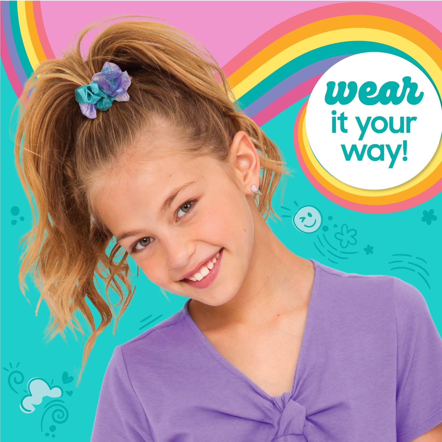 Just My Style D.I.Y. Scrunchie Maker by Horizon Group USA, Design Your Own Colorful Satin Scrunchies Hair Bands, Easy-to-Use Tool & Gemstones Just My Style