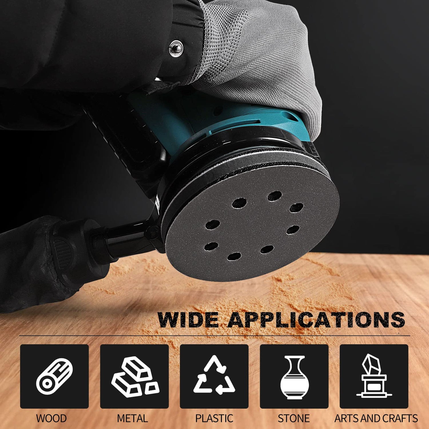 POLIWELL 5 Inch Sanding Discs Hook and Loop 8 Hole Heavy Duty Silicon Carbide Sandpaper 320 400 600 800 1000 1500 2000 3000 4000 5000 7000 10000 with POLIWELL