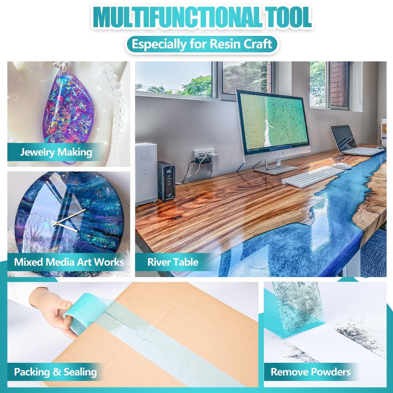 JDiction UV Resin Tape for Epoxy Resin Molding, 2.5IN W x 108FT L Resin Tape, 392℉ Heat Resistant Anti-Corrosion, Easy Peel, Epoxy Resin Tape for JDiction