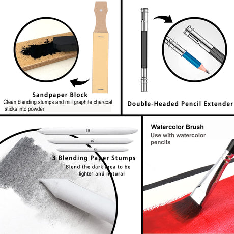 KALOUR 76 Drawing Sketching Kit Set - Pro Art Supplies with Sketchbook & Watercolor Paper - Include KALOUR