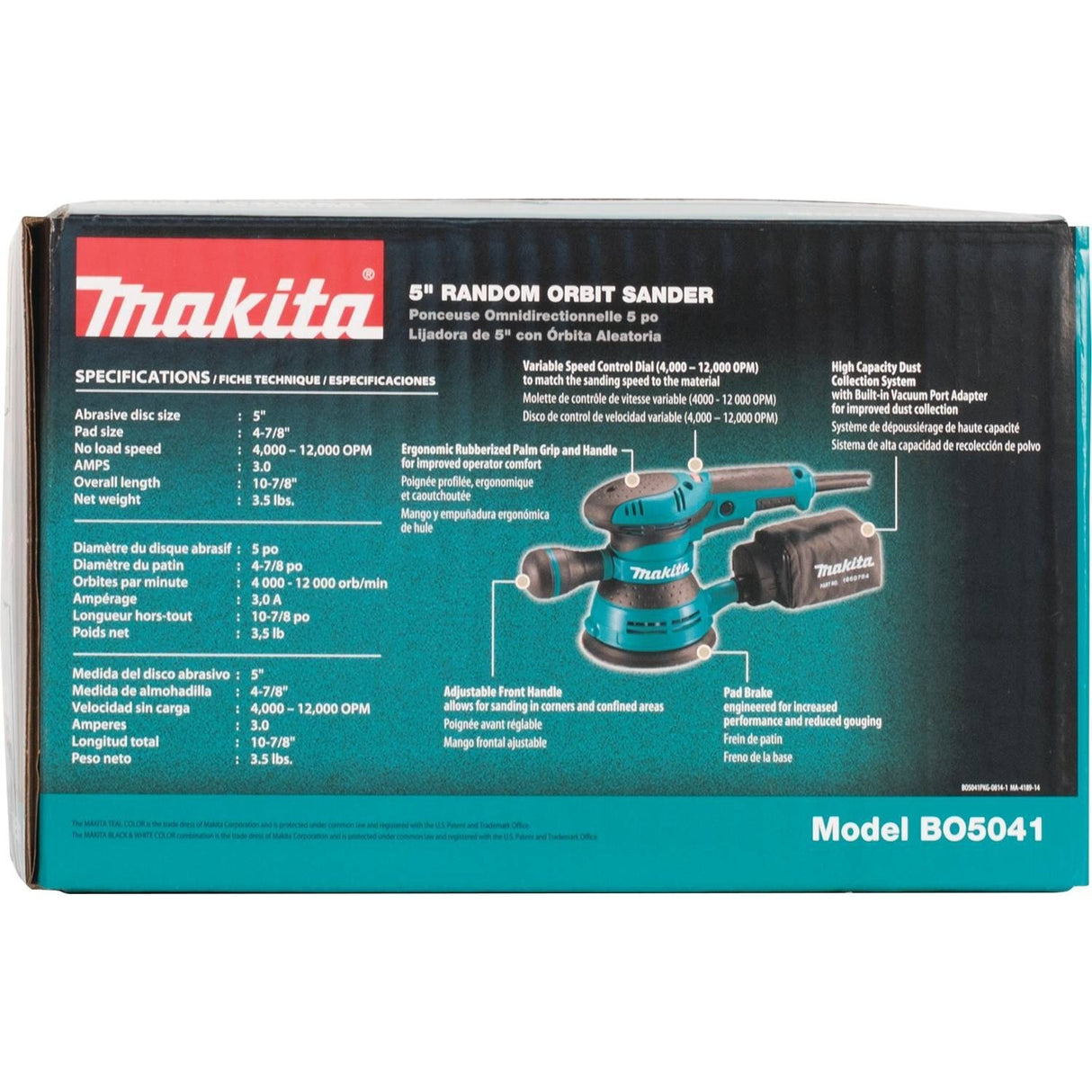 Makita BO5041 5" Random Orbit Sander, Variable Speed Makita