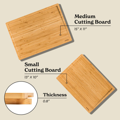 SMIRLY Bamboo Cutting Board Set - Wood Cutting Board Set, Large Wooden Cutting Boards For Kitchen, Cutting Board Wood, Wooden Chopping Board, Wooden