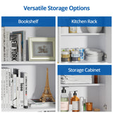 Cozy Castle Freestanding Pantry Cabinet, 75" with Doors and Adjustable Shelves, Wood Storage Cabinet for Kitchen, Bathroom or Hallway, White Cozy Castle