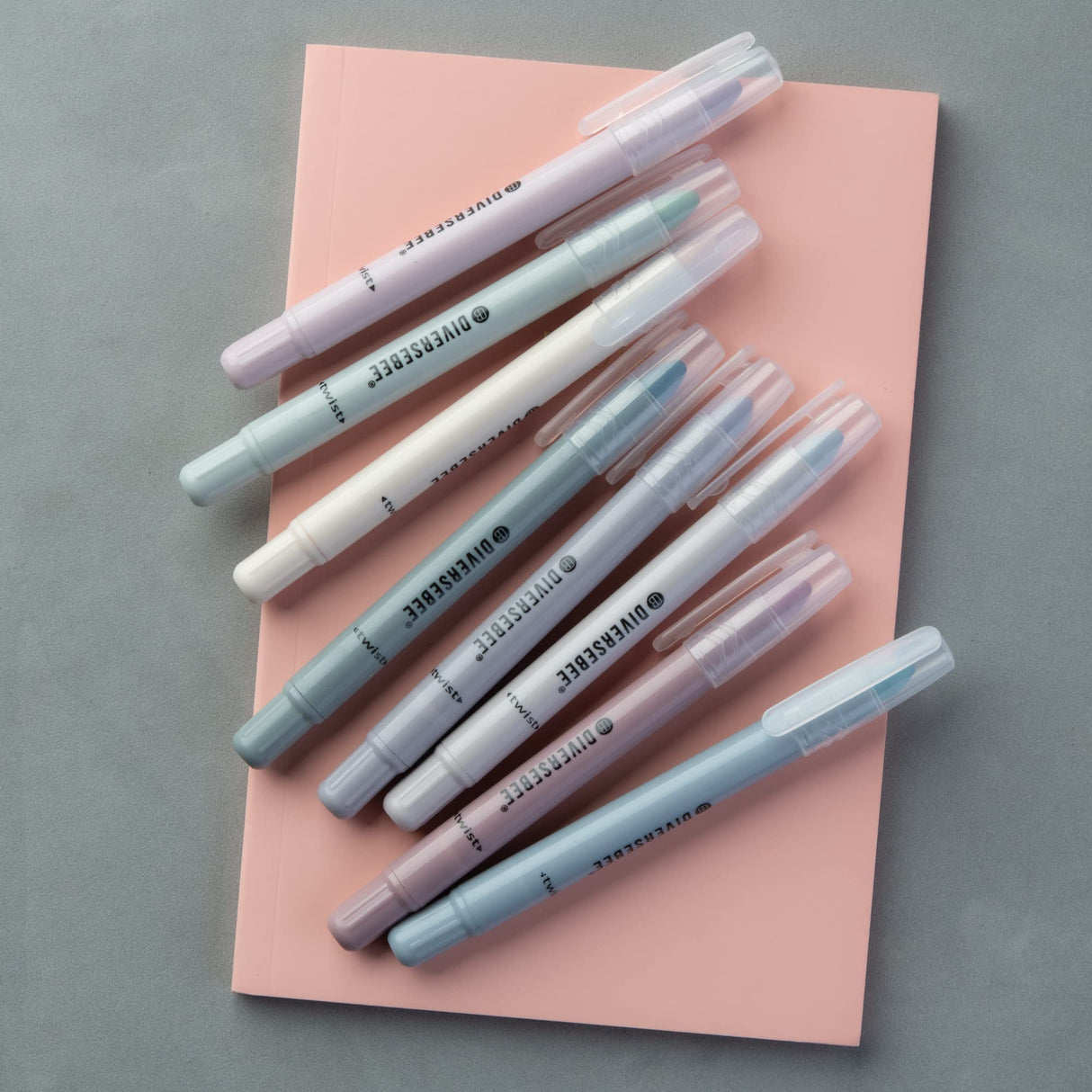 DIVERSEBEE No Bleed Highlighters and Pens, 8 Pack Assorted Gel Highlighters Set, Cute Markers, Journaling School Supplies, Accessories (Dusty) DIVERSEBEE