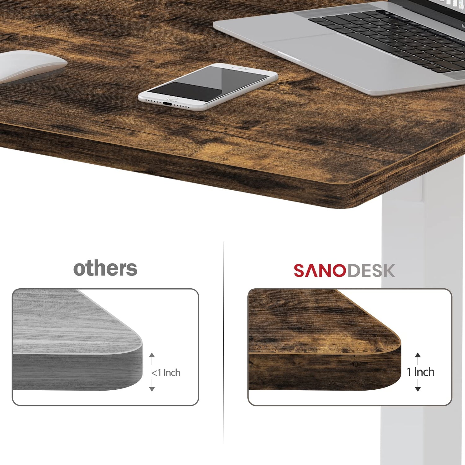 SANODESK Whole-Piece Particle Board Table Top for Standing Desk and Home Office Desk DIY, 48x30x1 Inch Rustic Brown Desk Top SANODESK
