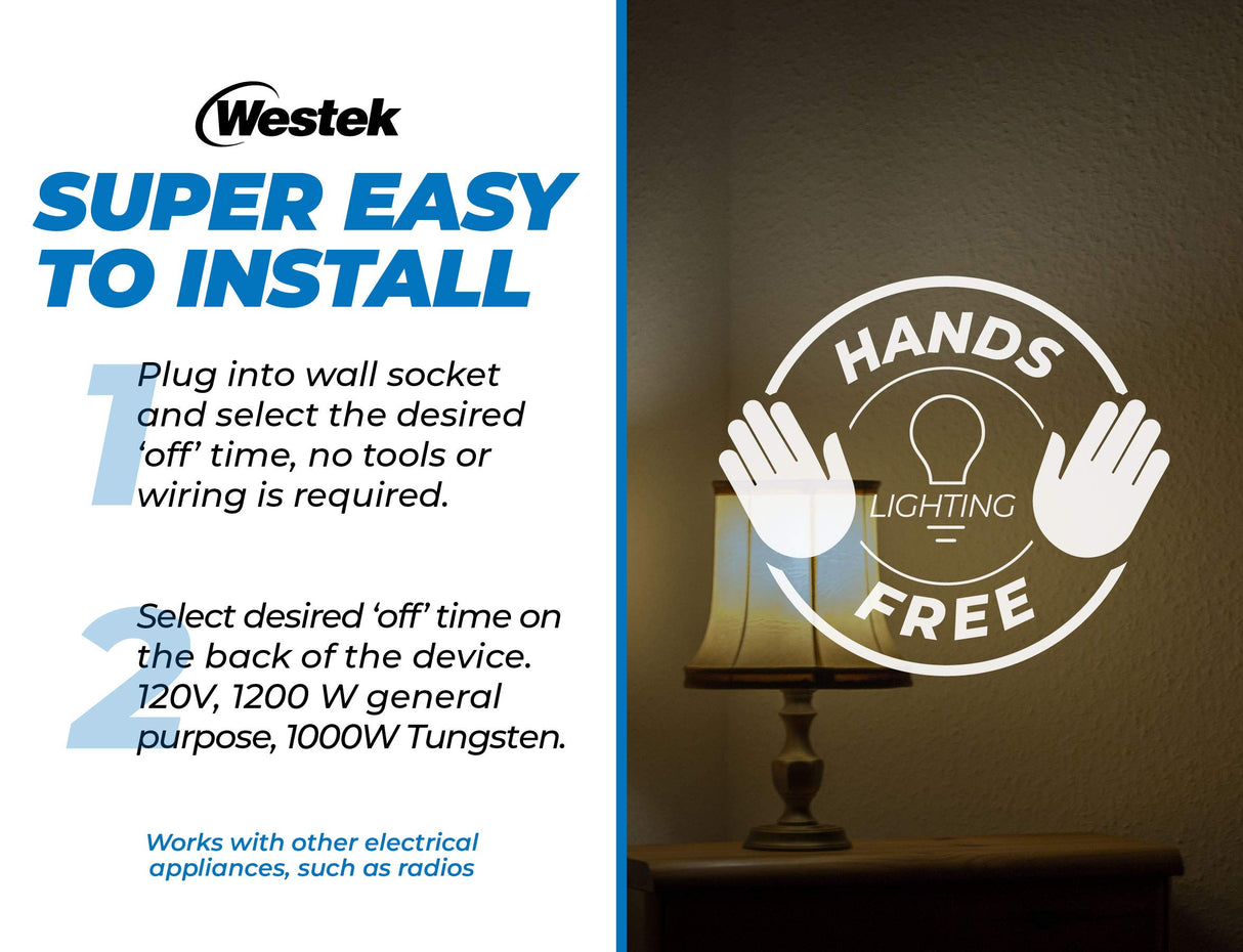 Westek Plug In Motion Sensor Outlet Light Control, 2 Pack - Indoor Motion Sensor Device Activates Lights When Motion is Detected - Ideal for Dark Westek