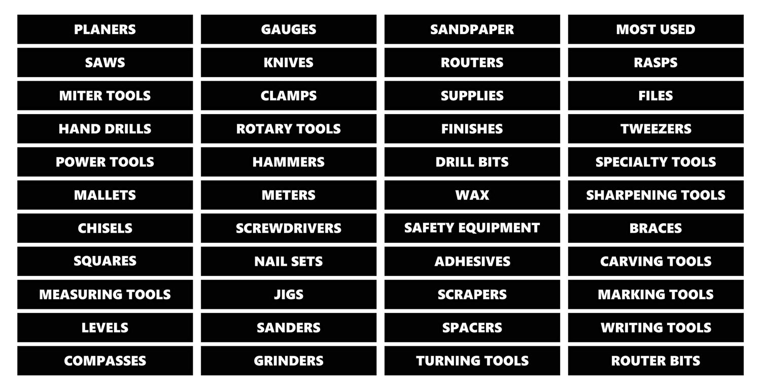 Toolbox Organizational Magnetic Labels Woodworking Set by DCM Solutions (Black, 0.75"H x 4.5"W) DCM Solutions