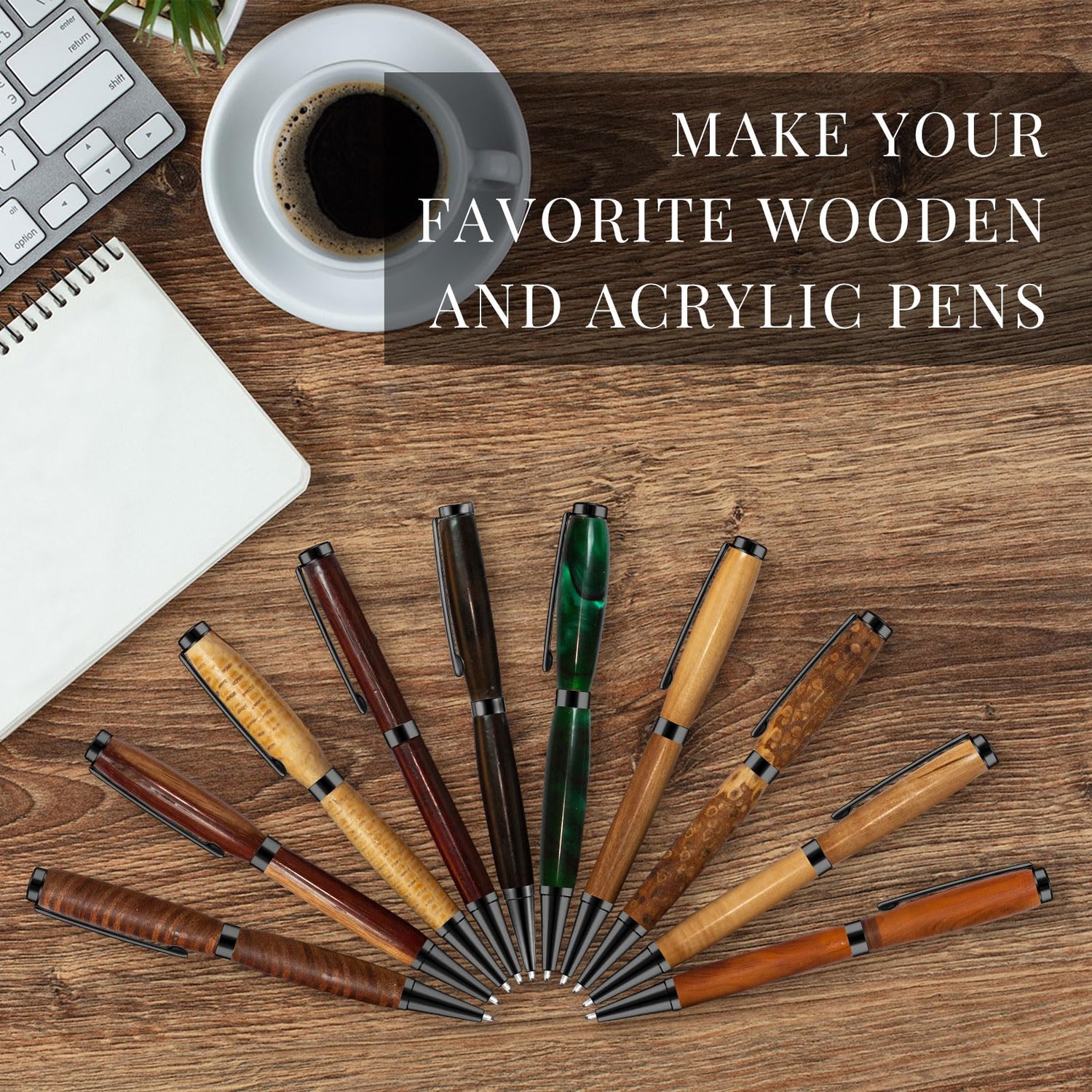 Colarr 10 Pcs Pen Kits for Wood Turning 7mm Slimline Pen Twist Pen Kit with Refill Lathe Turning Supplies for Making Pen Office Classroom Supplies Colarr