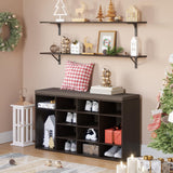 DINZI LVJ Shoe Storage Bench with Cushion, 16-Cubby Shoe Rack, Adjustable Shelves, Multifunctional Shoe Organizer Bench for Entryway, Mudroom, DINZI LVJ