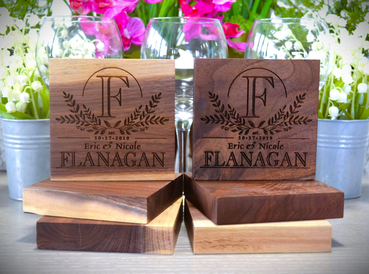 Personalized Cutting Board Wedding Gift – Walnut Live Edge Wood Customized Monogramed Bride Groom Unique Engraved Rustic Elegance Display Newlywed GK Grand Personal-Touch Premium Creations