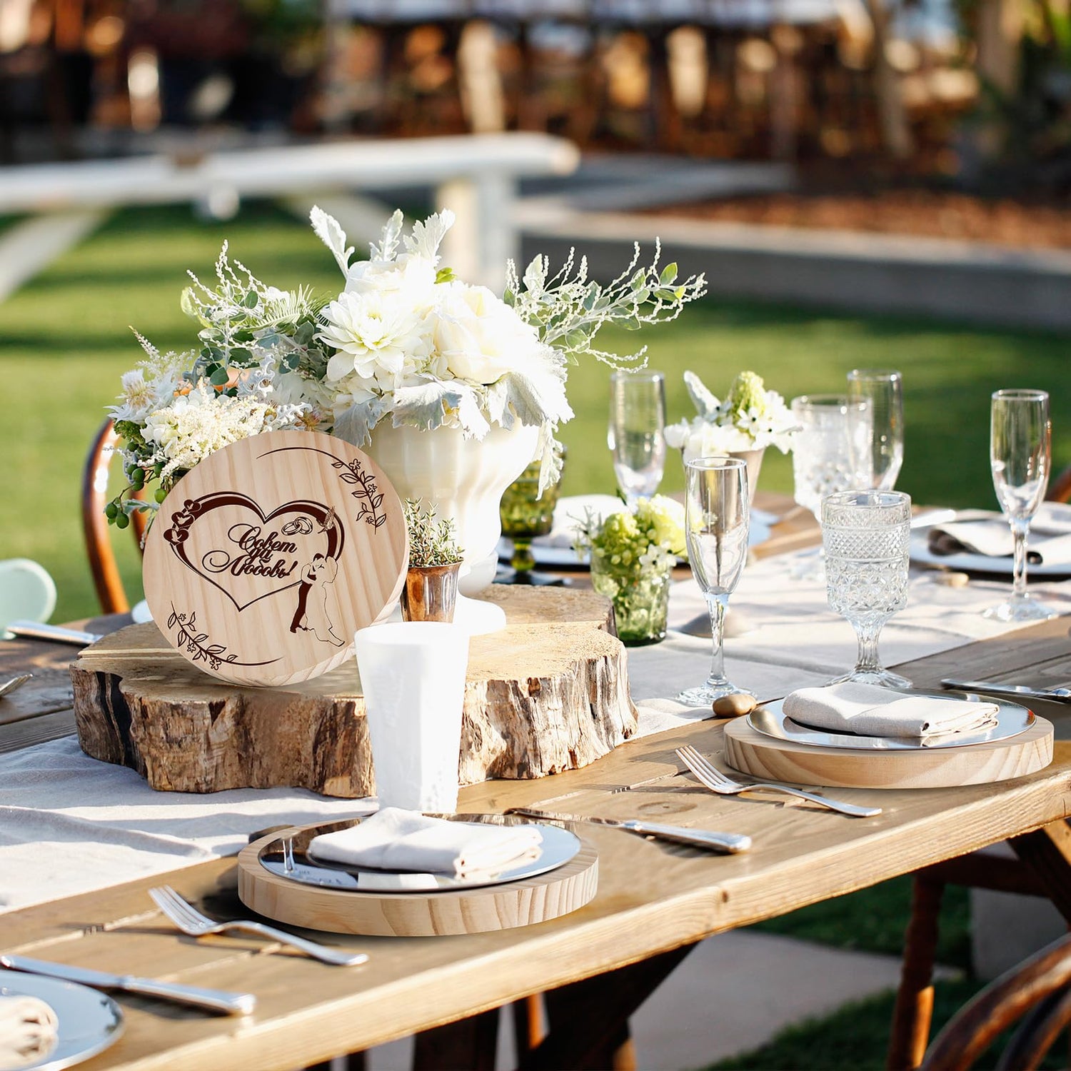 Yangbaga (5) Pack 8 inches Large Wood Slices for Centerpieces-Unfinished Natural Round Wooden Discs Decorative Tray Wood Slices for DIY Yangbaga