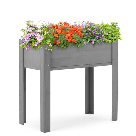 Raised Garden Bed with Legs, 31x16x31'', Outdoor Wood Elevated Planter Box, Grey Cedar, Thick Legs, w/Liner SoliWood