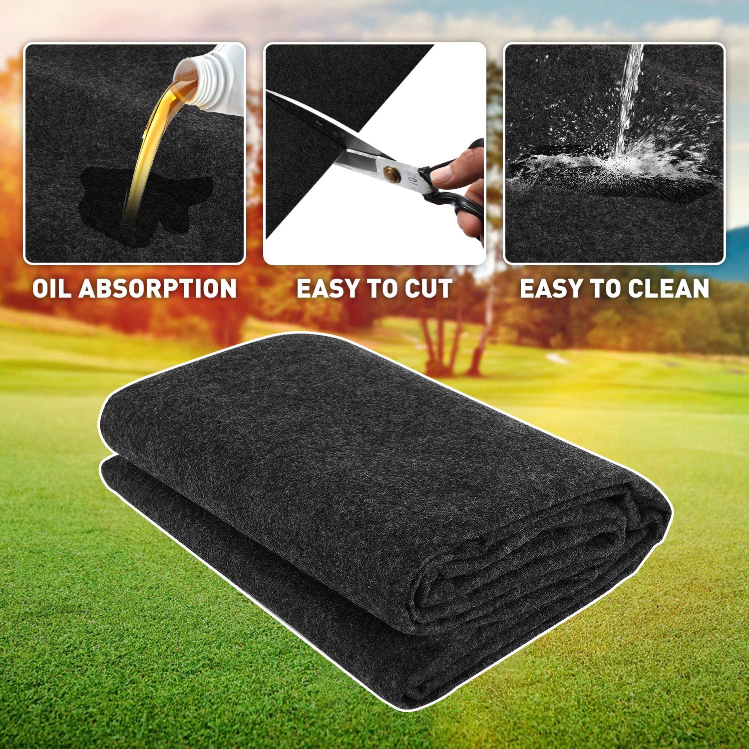 Golf Cart Parking Mat 9.18 ft. x 4.92 ft Oil Absorbent Universal Garage Floor Mat for EZGO, Club Car, Yamaha, ICON, Advanced EV, ATV - - WoodArtSupply