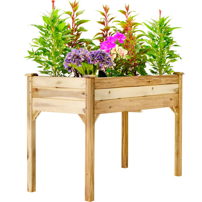 PrimeZone 48 x 24 x 30 in Acacia Wood Raised Garden Bed - Elevated Planter Box with Legs, Plant Stand Outdoor for Herbs, Vegetables, Flowers in