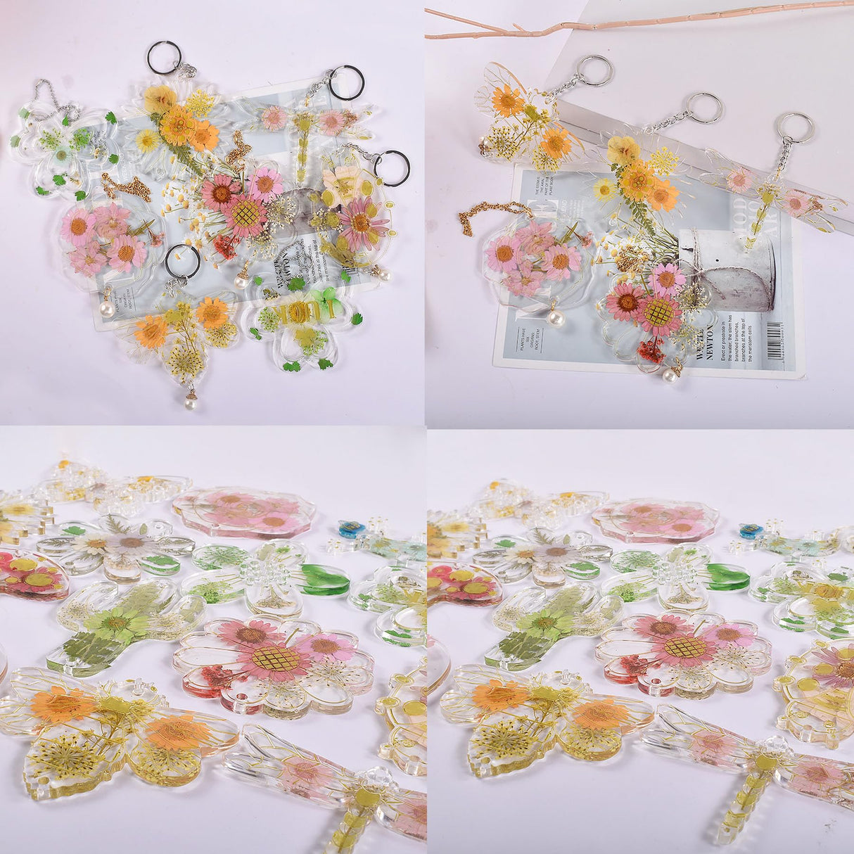 Attuslla 3 PCS Pendant Resin Molds Silicone Resin Jewelry Molds, Earring Making Kit, Silicone Molds with Key Chains, Jump Rings for Pendant, Keychain Attuslla