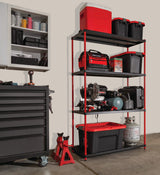 Craftsman 4-Shelf 6-Foot Tall Storage Rack for Garage and Workshop, Durable Powder-Coated Steel, Reinforced Adjustable-Height Steel Shelves - Craftsman