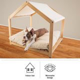 Dog House - 30x24-Inch Indoor Dog House with Soft Cushion and Adjustable Canopy - Wood Dog Furniture for Small to Medium Pets up to 70lbs by PETMAKER PETMAKER