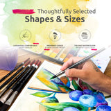 Watercolor Brushes Professional Synthetic Set - 6 Faux Squirrel Artist Watercolor Paint Brushes for Gouache, Acrylics, Ink and Wet Media. ZenART Supplies