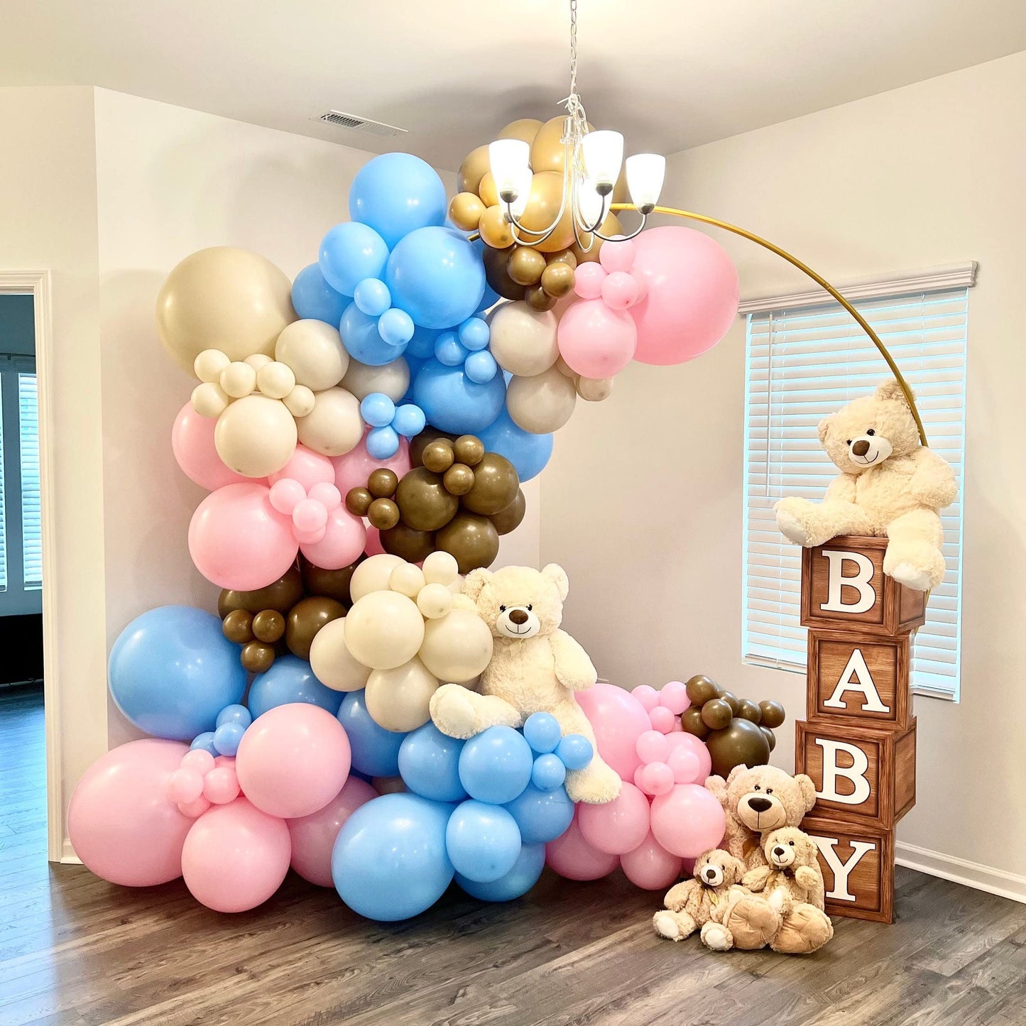 Baby Shower Boxes for Birthday Party Decorations - 4 Wood Grain Brown Blocks with BABY Letter, Printed Letters,First Birthday Centerpiece Decor, - WoodArtSupply