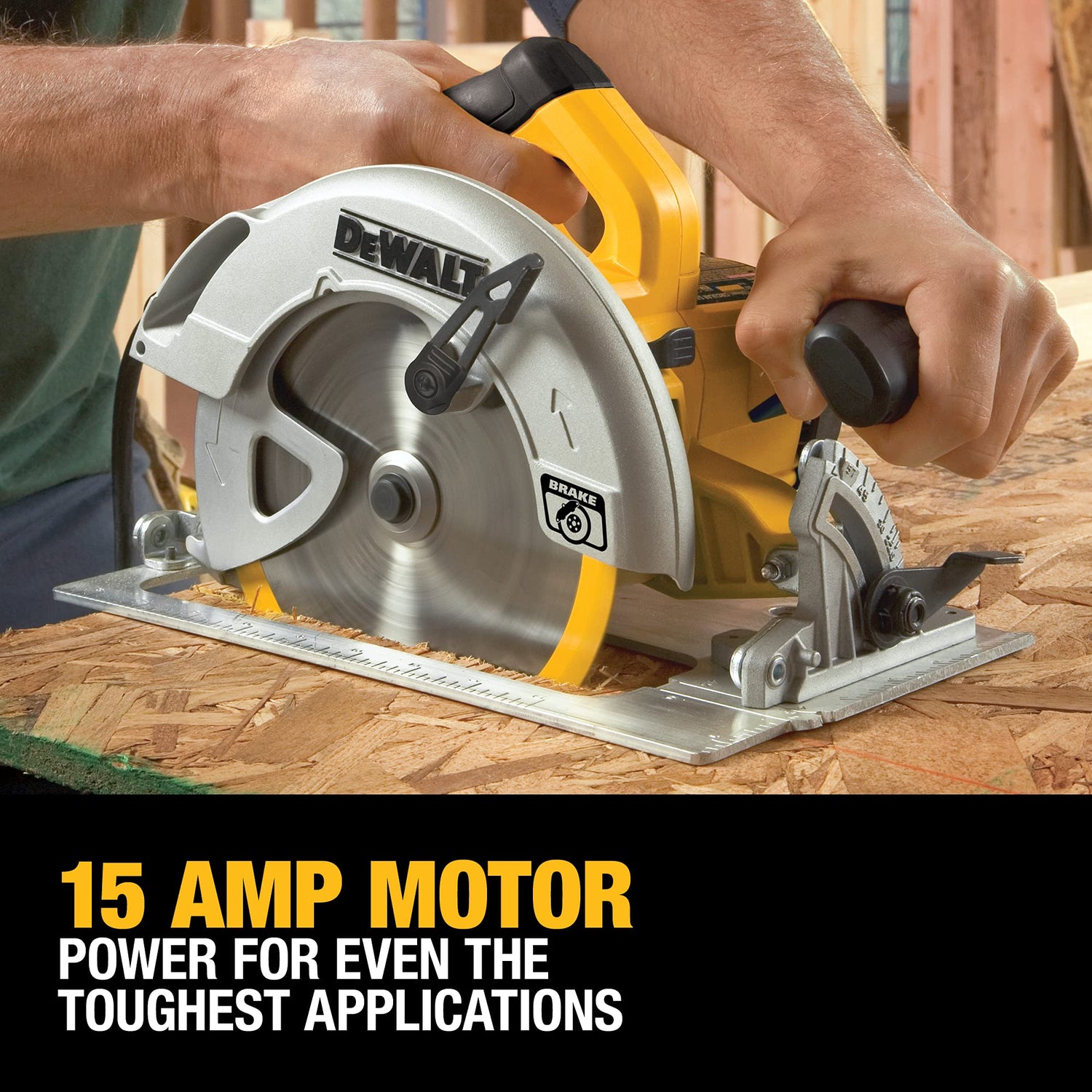 DEWALT Circular Saw, 15 Amp, 57 Degree Bevel, Electric Brake, Corded (DWE575SB) DEWALT