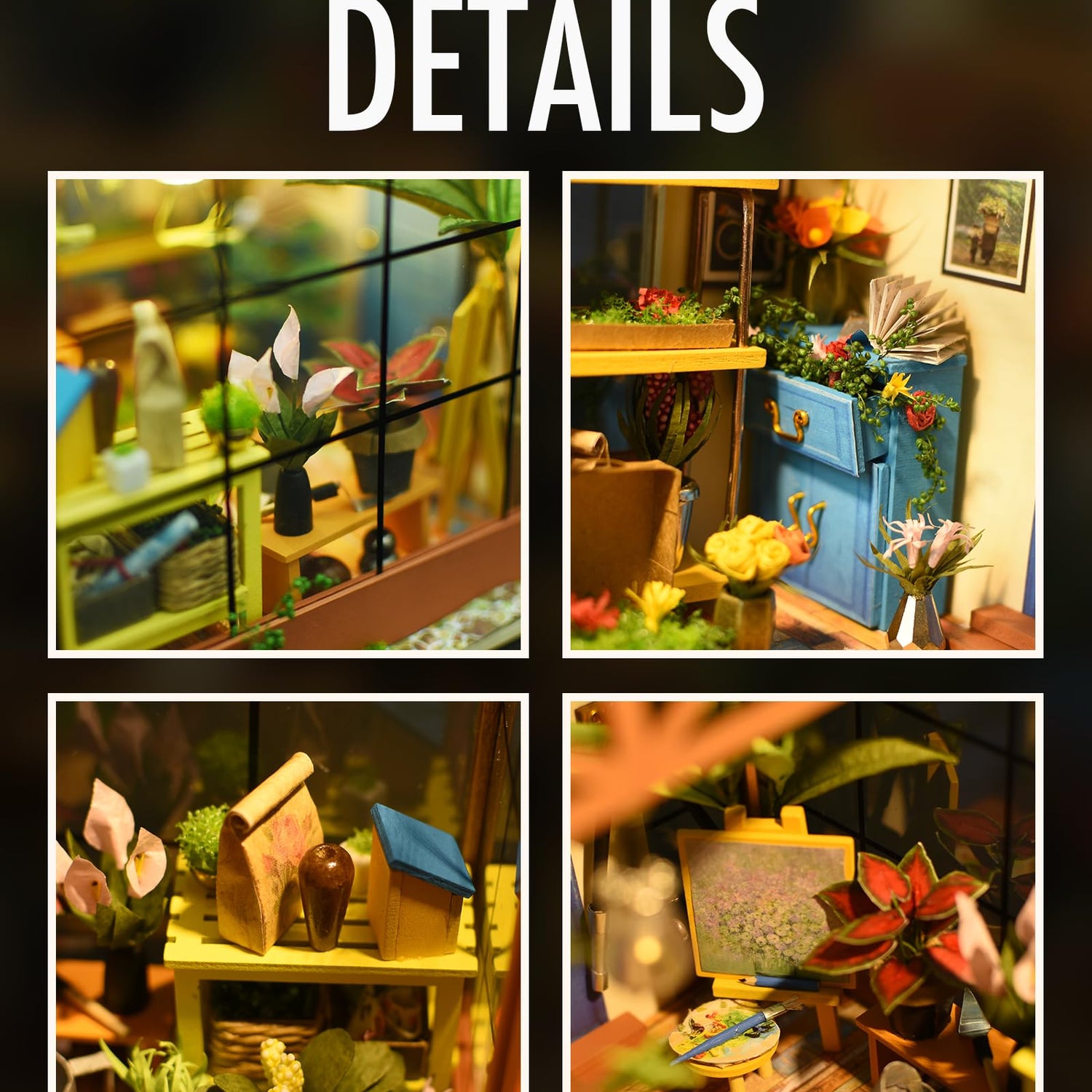 Rolife DIY Miniature House Kit Greenhouse, Tiny for Adults to Build, Mini House Making Kit with Furnitures, Halloween/Christmas Decorations/Gifts for Rolife