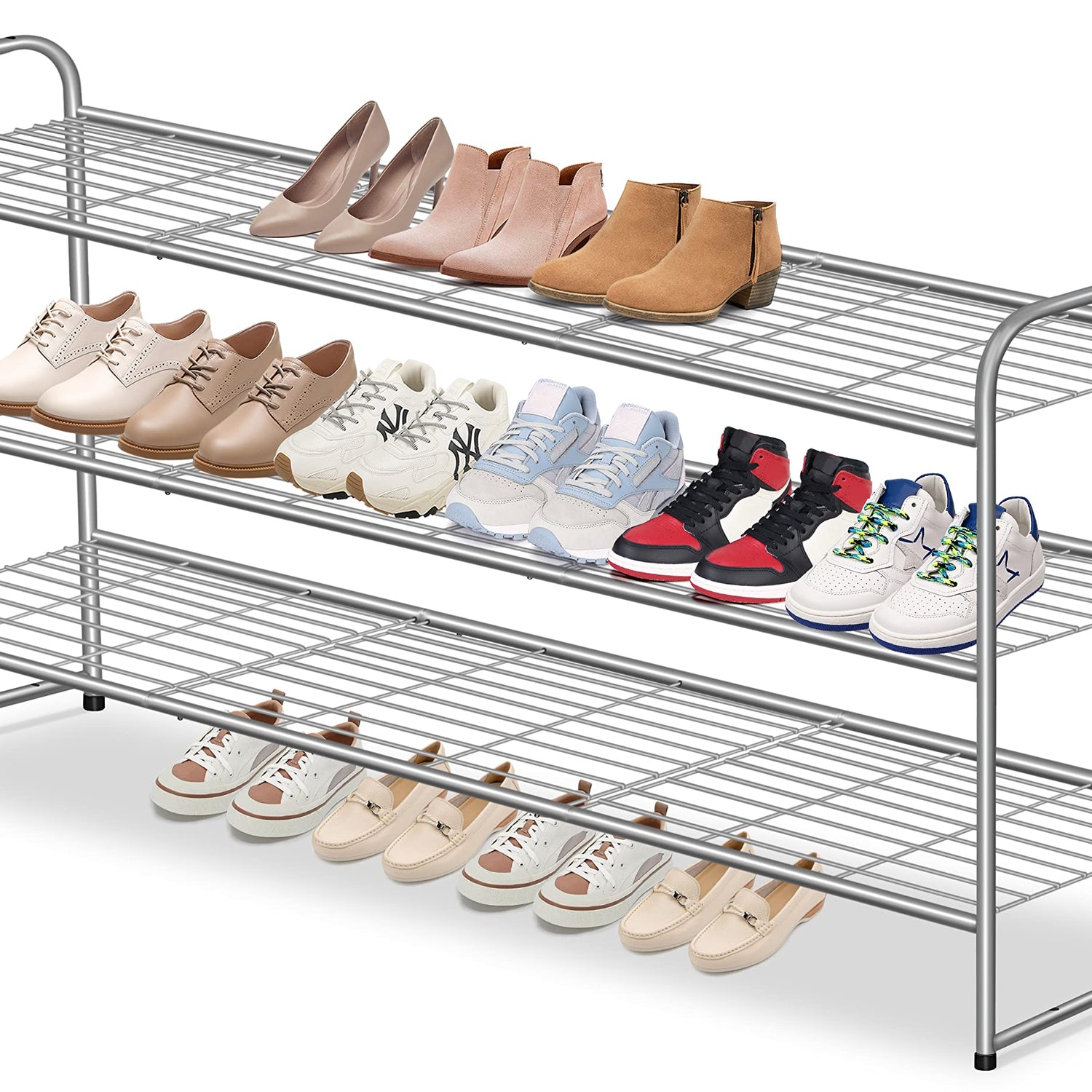 AOODA 3-Tier Long Shoe Rack for Closet Metal Wide Shoe Organizer for Entryway, Bedroom, Floor, Holds 24 Pairs Men Sneakers Stackable Shoe Storage AOODA