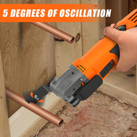 ENERTWIST Oscillating Tool, 4.2 Amp Oscillating Multitool Kit with 5° Oscillation Angle, 6 Variable Speed, 31pcs Saw Accessories, Auxiliary Handle ENERTWIST