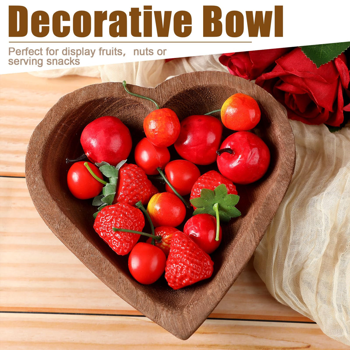 Tioncy 10 Pcs Wooden Dough Bowls Wood Heart Shaped Bowl Heart Dough Bowl Bulk Farmhouse Dough Bowl Candles Decoration for Home Dining Holding Candles Tioncy