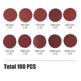 2 Inch Sanding Discs Kit, 100PCS 60-3000 Grit Sandpaper with 1/4" Shank Backing Plate and Soft Foam Buffering Pad, for Drill Grinder Rotary Tool, LotFancy