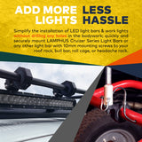 Off-Road Light Mounting Bracket Bar Clamp Kits [1"/1.5"/1.75"/2" Inch] [Horizontal Bar] [Aluminium] [2 Units] Bull Roll Cage Clamps Mount For ATV UTV LAMPHUS