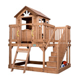Backyard Discovery Scenic Heights All Cedar Wooden Playhouse, Upper Deck Cottage Style, Saloon Style Doors, Ladder, Stairs, Play Sink, Storage Toy Backyard Discovery