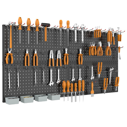 WALMANN Metal Pegboard Kit with Accessories for Wall Garage Tools Pegboard Storage System for Garage, Workbench, Shed Modular Peg Board Organizer - WoodArtSupply