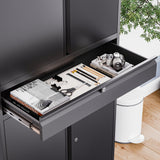 LISSIMO Metal Storage Cabinet with Wheels, Locking Garage Storage Cabinet with Adjustable Shelves and Drawer, Rolling Tool Cabinet for Home Office LISSIMO