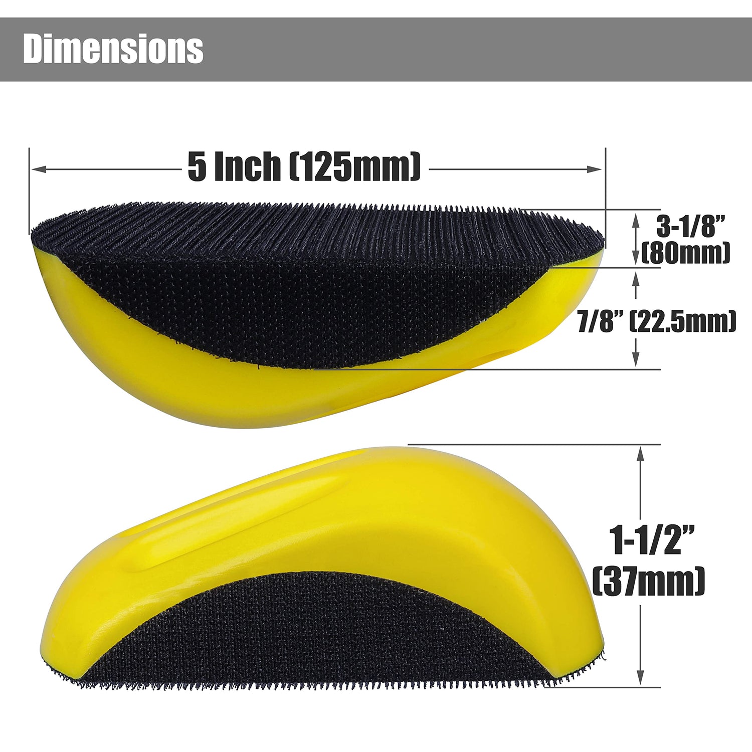 Yakamoz 2Pcs Hand Sanding Blocks, 5 Inch Hook Loop Sanding Block Foam Hand Sander Backing Pads for 5 Inch Hook and Loop Sanding Discs Sandpapers YAKAMOZ