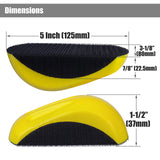 Yakamoz 2Pcs Hand Sanding Blocks, 5 Inch Hook Loop Sanding Block Foam Hand Sander Backing Pads for 5 Inch Hook and Loop Sanding Discs Sandpapers YAKAMOZ