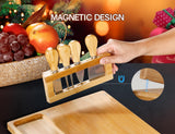 Easoger Cheese Board and Knife Set - Extra Large Charcuterie Boards with Magnetic Knife Holder, Cheese Platter Gift for Christmas, House Warming, Easoger
