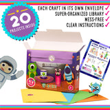 Craftikit ® Space Arts and Crafts for Kids - 20 Simple All-Inclusive Fun Toddler Craft Kit for Kids - Organized Crafts for Toddlers Ages 3-10 - Craftikit