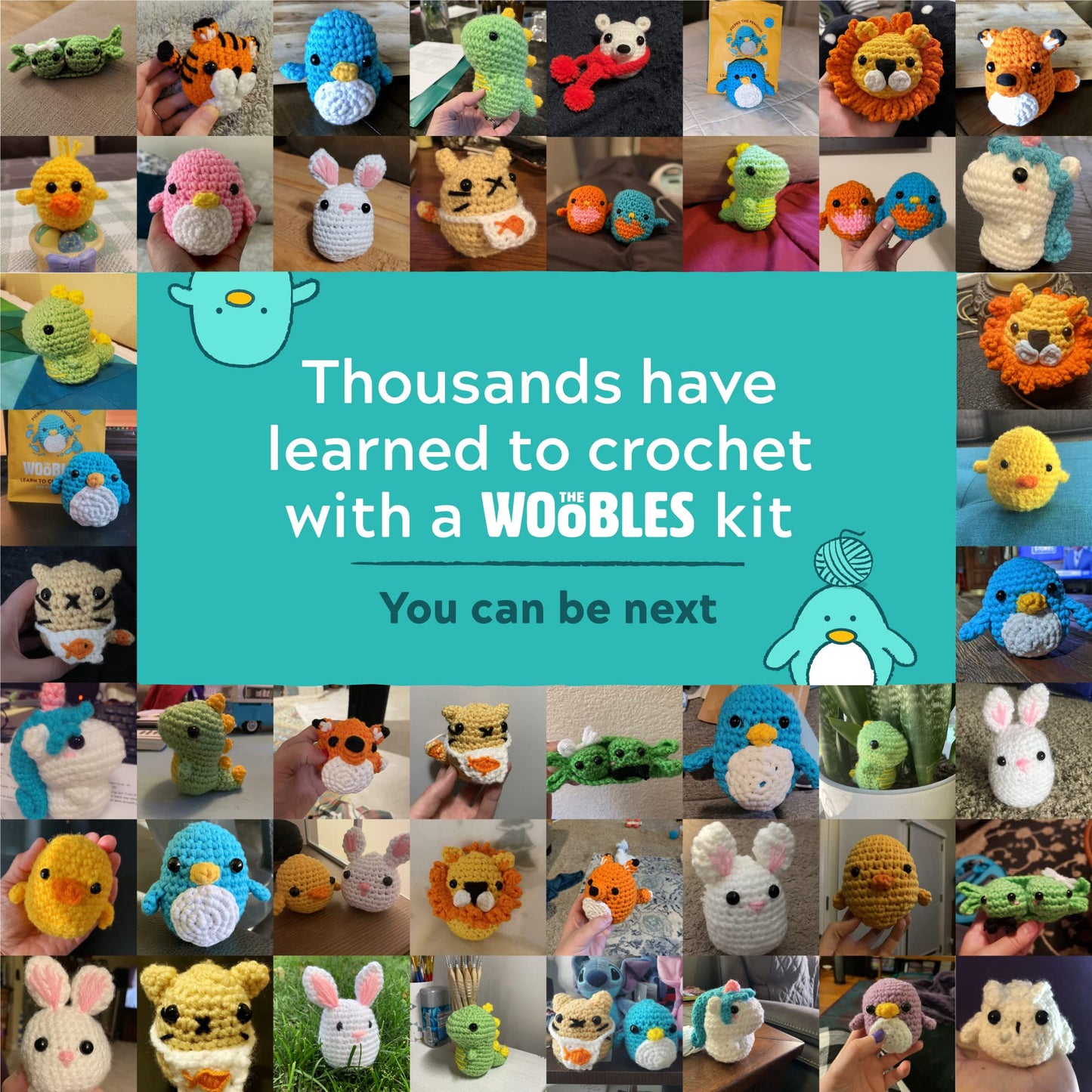 The Woobles Beginners Crochet Kit with Easy Peasy Yarn as seen on Shark Tank - with Step-by-Step Video Tutorials - Pierre The Penguin - WoodArtSupply