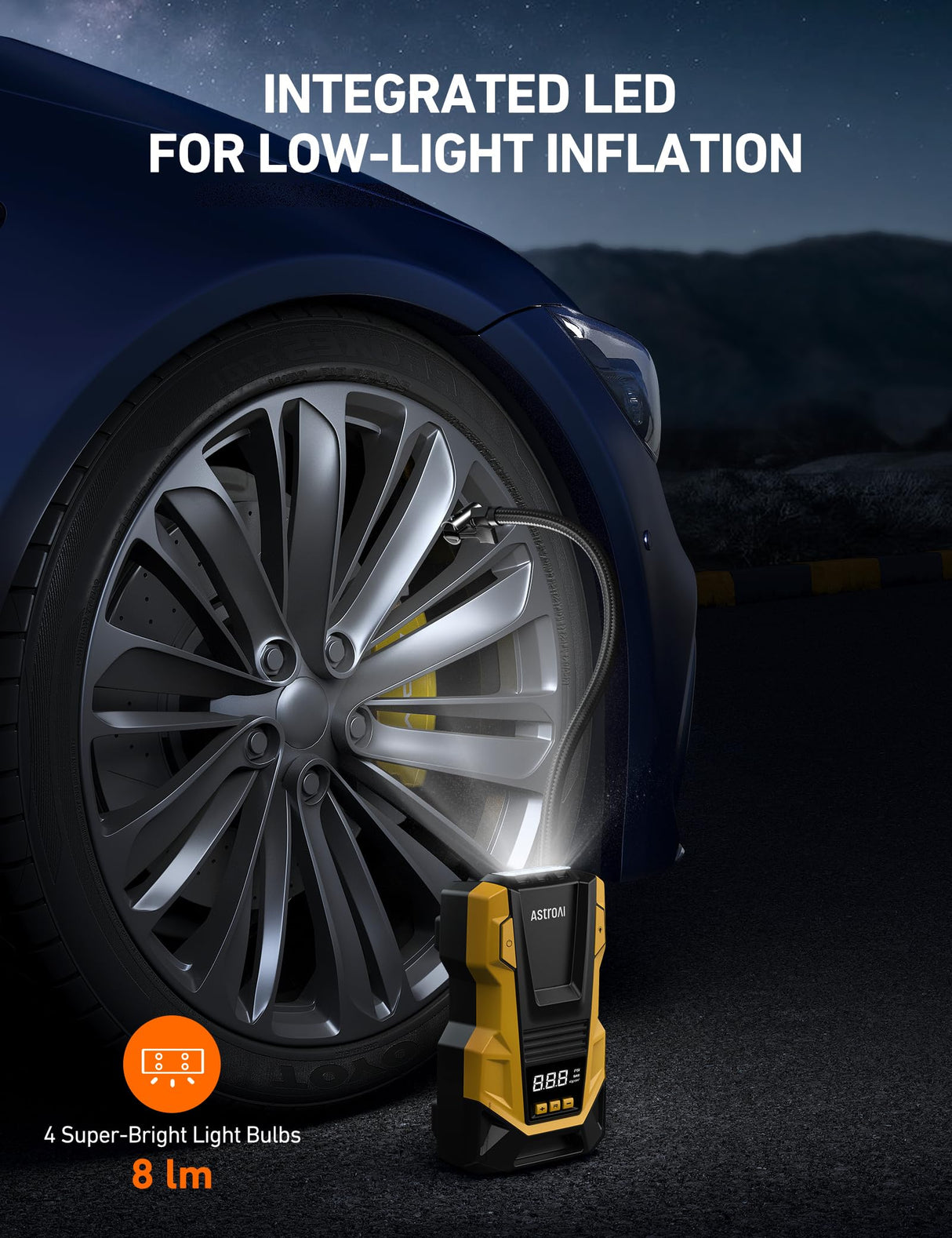 AstroAI AC/DC Tire Inflator Portable Air Compressor for Car, Air Pump for Car Tires, Car Accessories 150PSI with LED Light for Cars, Balls, AstroAI