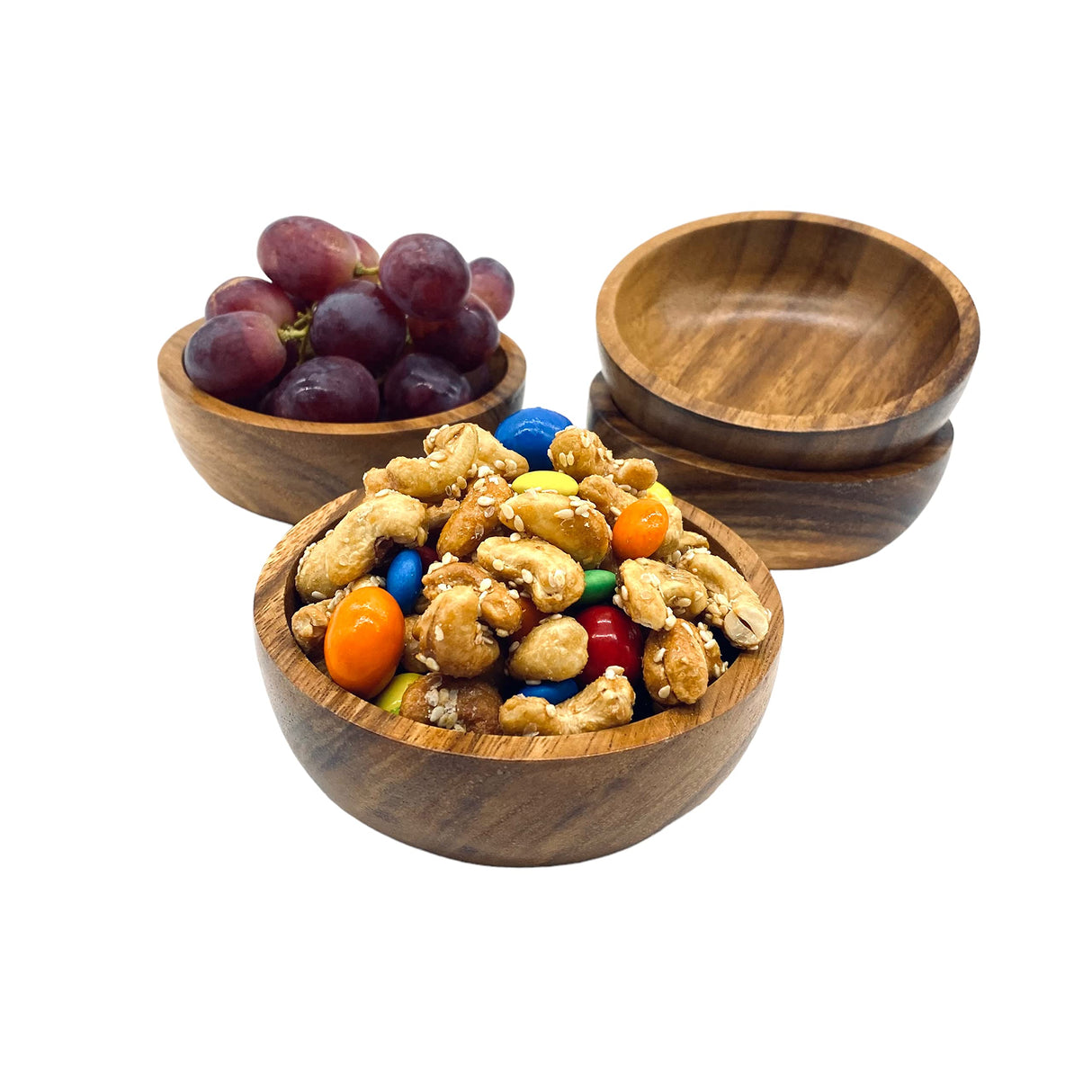WRIGHTMART Wood Bowl Set of 4. for Food, Snack, Cereal, Nuts, Appetizer, Dips, Condiments, Chocolates, Charcuterie Cups, Decorative, Handmade of WRIGHTMART