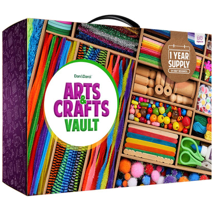 Arts and Crafts Vault - 1000+ Piece Craft Supplies Kit Library in a Box for Kids Ages 4 5 6 7 8 9 10 11 & 12 Year Old Girls & Boys - Crafting Set